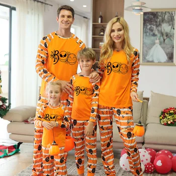 2022 Pijama Al Por Mayor Kids Christmas Pajamas Children Sleepwear Set Orange Color Girls Sleepwear Soft Kids Pj Set Sleepwear