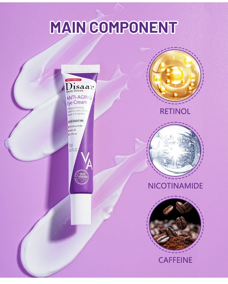 Retinol Repair Eye Cream Firming Lifting Reduce Wrinkles Fine Lines Caffeine for Dark Eye Circle Eye Problem