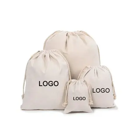 Custom Logo Printed Recycled Canvas Jewelry Ring Storage Pouch Luxury Soft Drawstring Dust Bag for Women Reusable for Promotion details