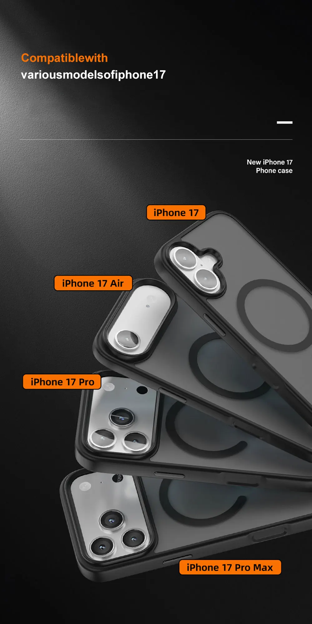 product laudtec magnetic for iphone 17 case drop protective slim translucent matte shockproof phone cover for iphone 17 pro max-9
