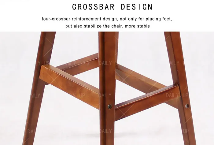 Wholesale High Bar Stool Nordic Wooden Chair With Footrest PU Leather And Fabric Square Stool For Kitchen Dining And Counter
