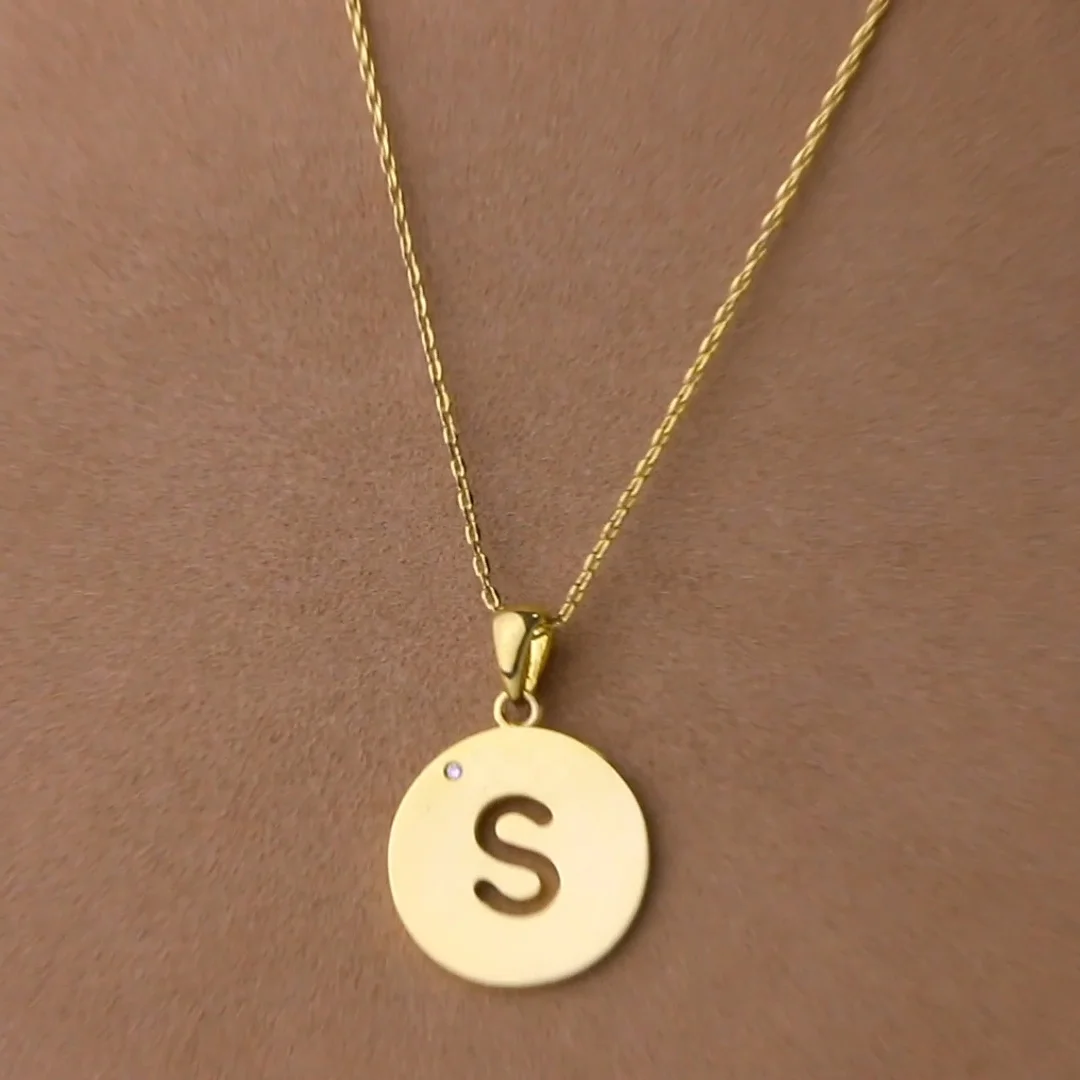 Solid color hollow letter chain necklace Custom letter name pendant Gold chain pendant Any size