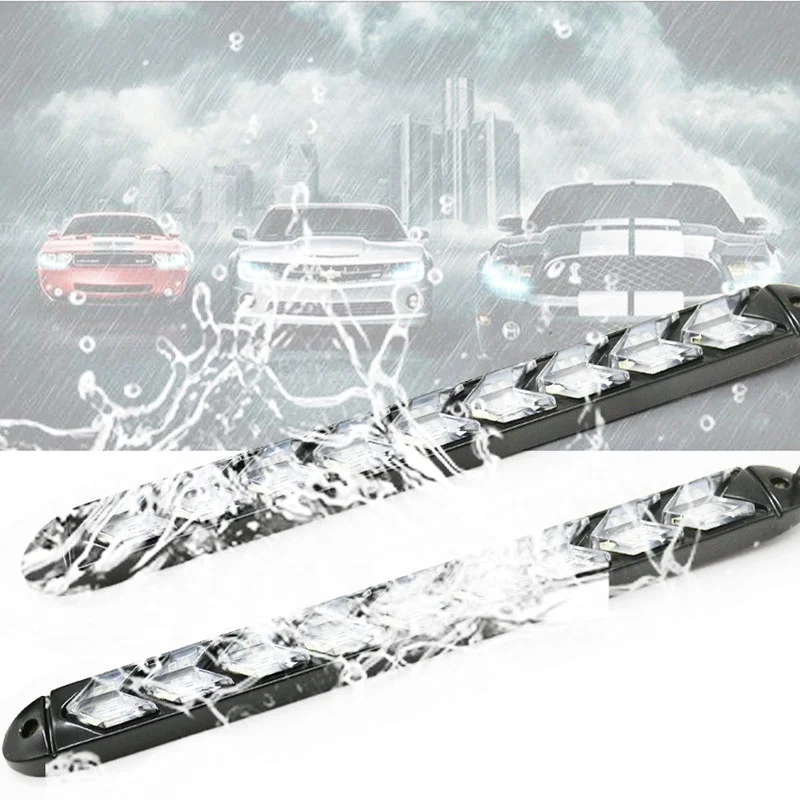 Universal Waterproof LED Daytime Running Light (DRL) New Sequential Flow Yellow Turn Signal with White Highlight Headlight Strip