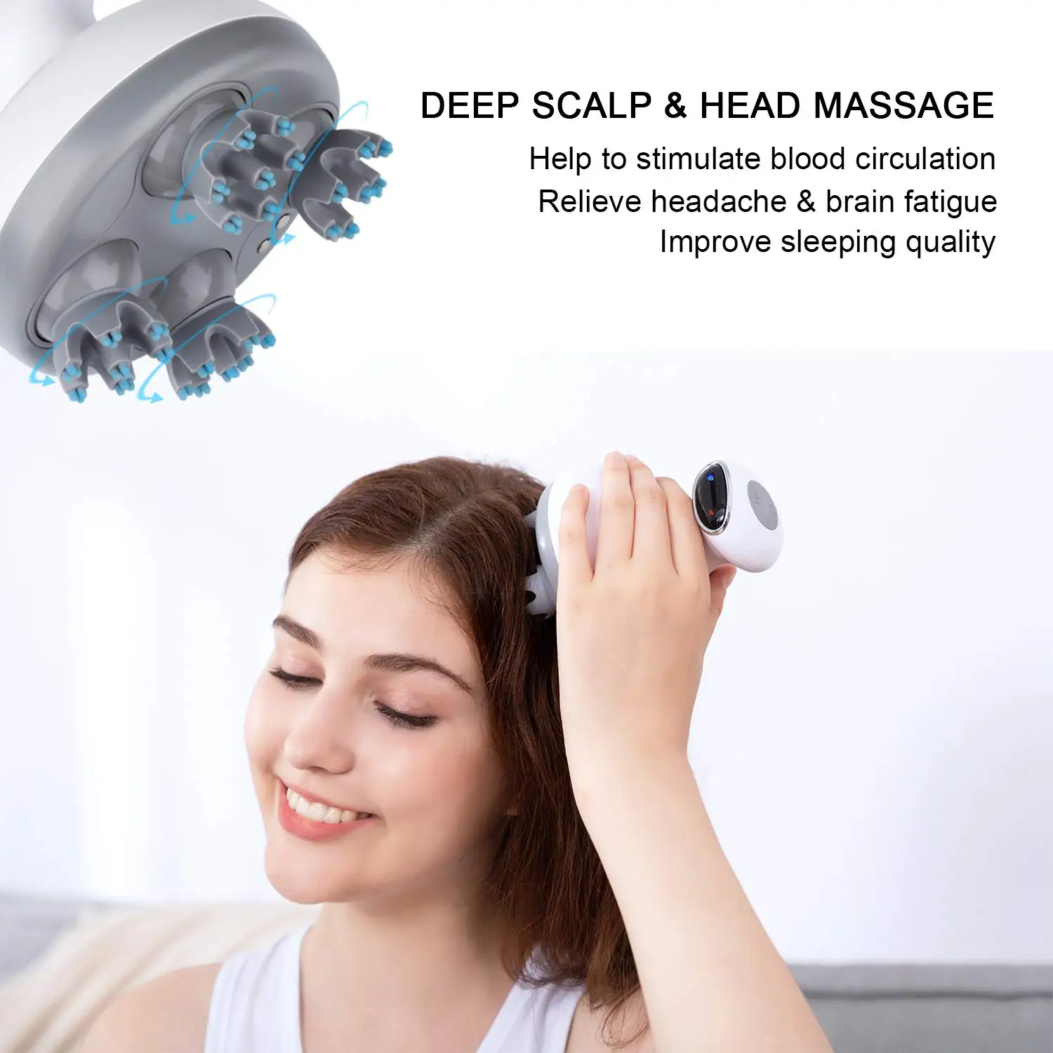 Phenitech 2022 Ems Scalp Massager,Vibration Shiatsu Scalp Head Massager