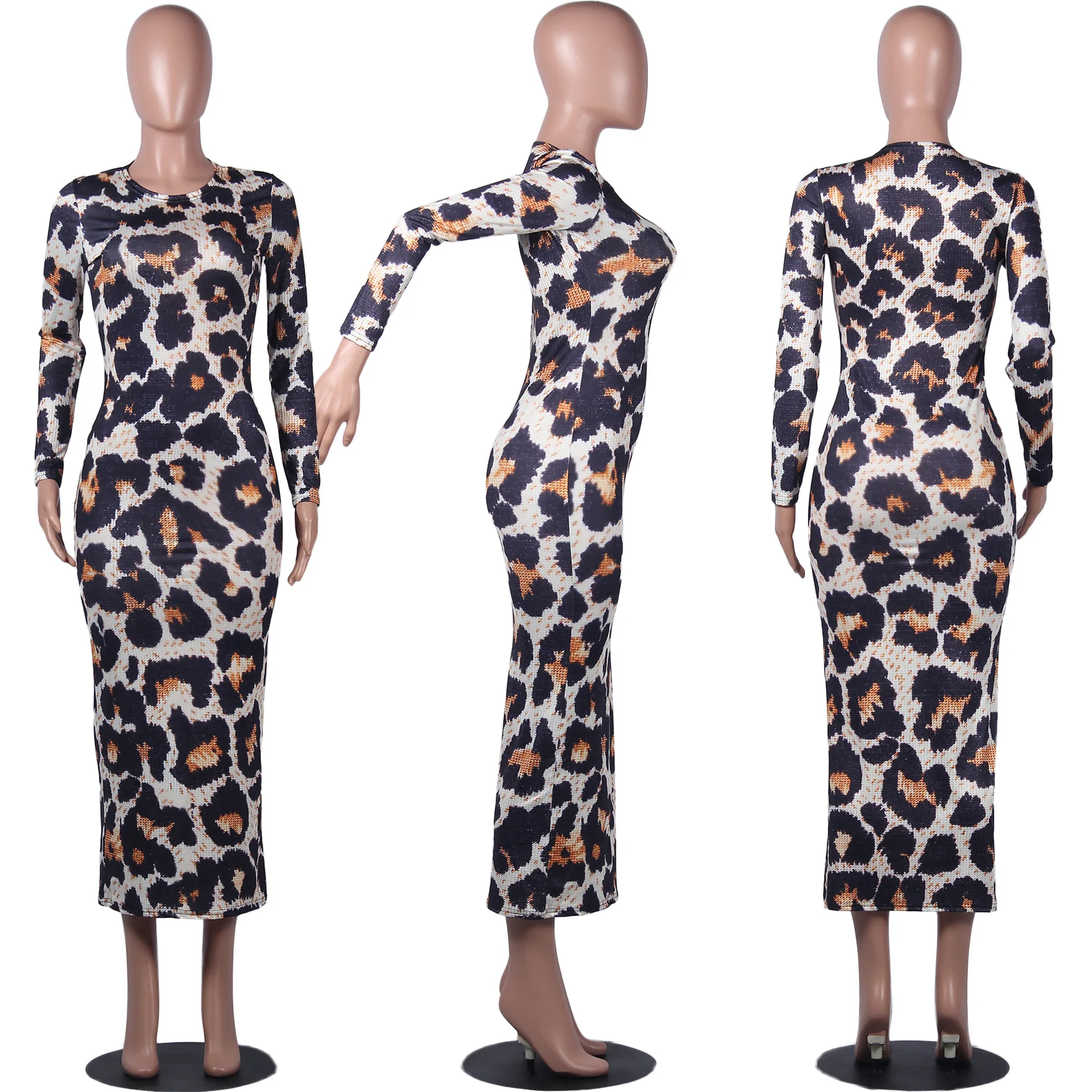Abito midi a maniche lunghe da donna - Abito casual estivo con