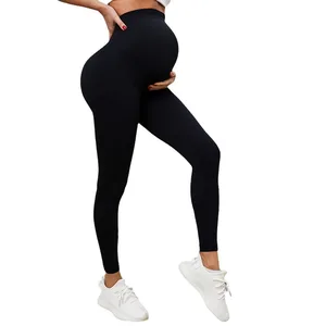 Maternity Seamless Breathable Full Length Workout Leggings High Waist Support for Pregnant Women