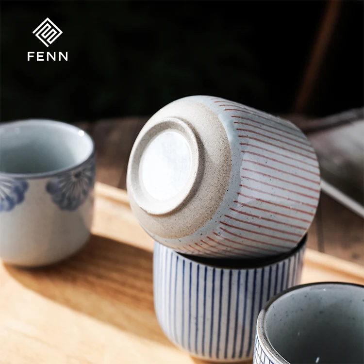 FENN New Fashion Japanese Style Round Shape 200ml Handmade Tea Cups Manufacturers Vintage Coffee Cup Ceramic Wholesale for Gift