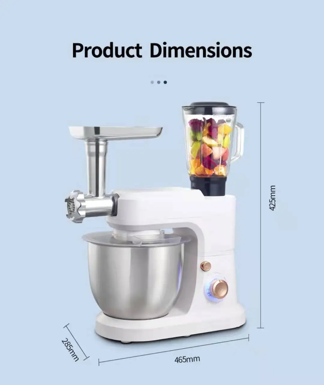 5 In 1 Professional Cake Mixer Machine With Rotating Bowl Food