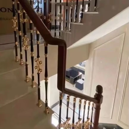 Luxury Gold Staircase Railing Gold Indoor Villa Aluminium Stair Railing Gold Color Aluminium