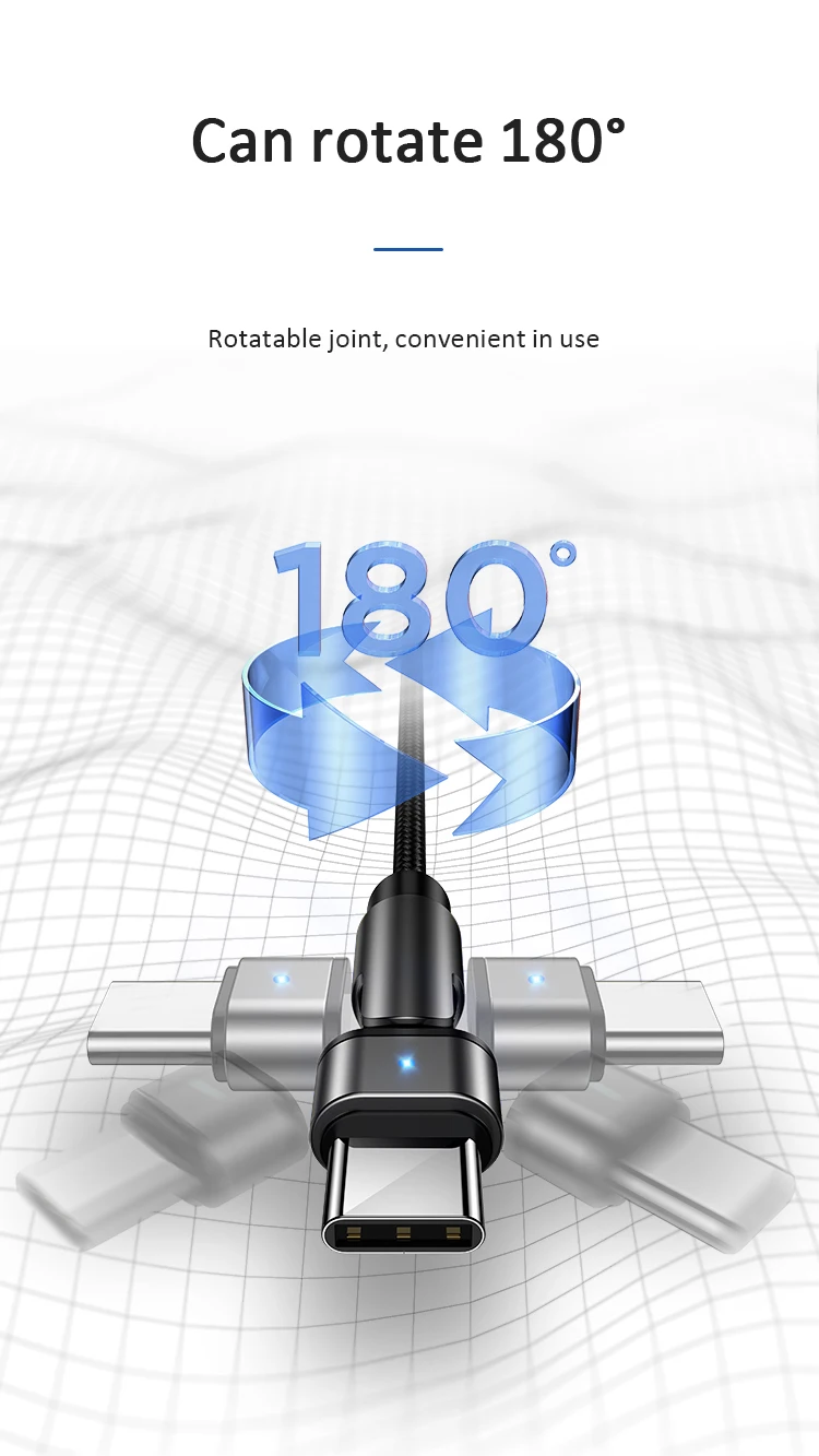 USAMS Aluminium Alloy U60 Type-C Rotatable Charging indicator USB Cable - ANKUX.COM