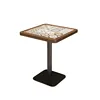 Solid wood square table with ceramic tile top-6060 cm