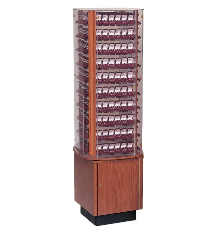 Jewelry Store Equipment Custom Lockable 4-Way Rotating Wood 