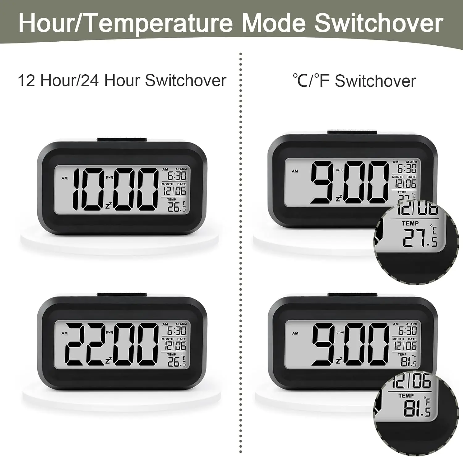 Cheap Prices Hot Sale Office Table Student Kids Time LCD Electronic Nightlight Digital Alarm Clock