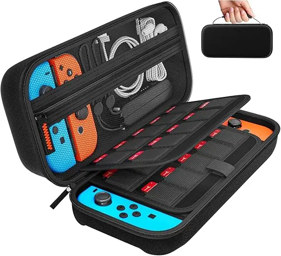 Carrying Case with 20 Game Cartridges Protective Hard Shell Travel Case Pouch for Nintendo Switch Console & Accessories