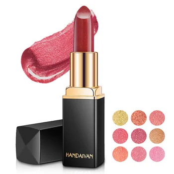 9 Colors Professional Lipstick Makeup Waterproof Long Lasting Waterproof Nude Glitter Metallic Lipstick Makeup Easy To Wear