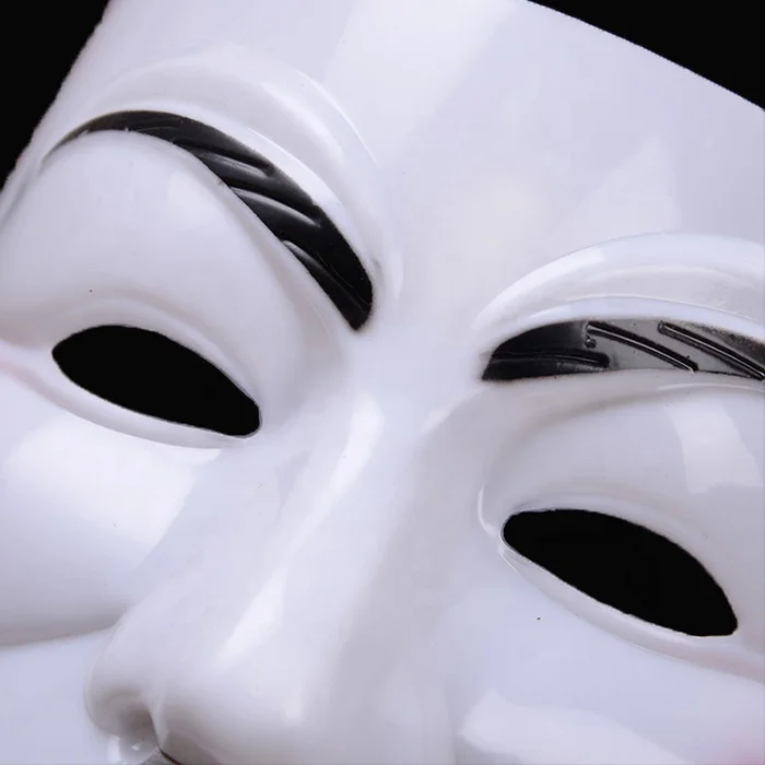 V For Vendetta Maske – Weiß, Größe M, Aus PVC Mit Gummiband (19x16 Cm)