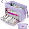 Estuche para lápices con estructura de acero tipo barco, color morado