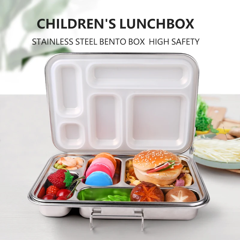 2024 Aohea New Style 304 2 5 Compart Stainless Steel Compartment Airtight Food Container Leakproof Wholesale Bento Lunch Box factory