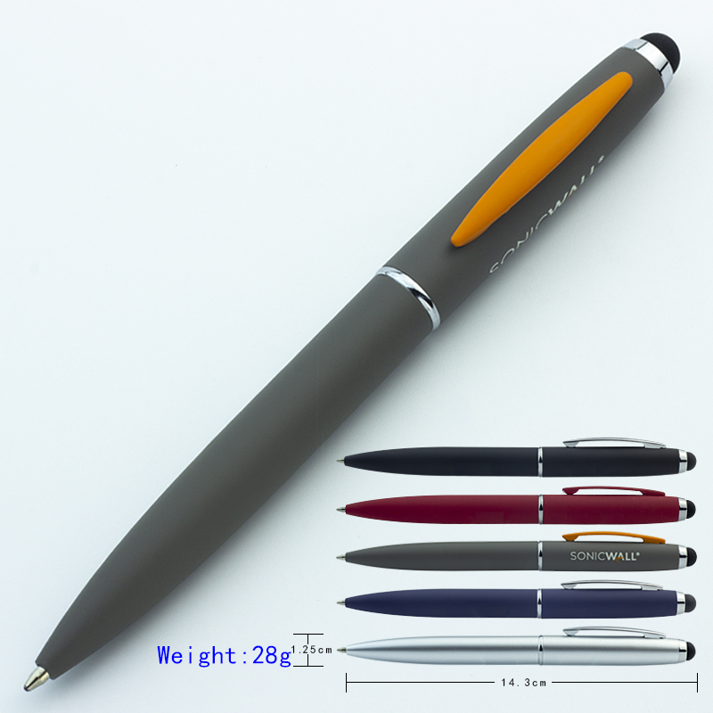 Soft Touch Good Writing Custom logo Metal Ballpoint Pens Roller Pen with Stylus Touch Screen for Phone Laptop