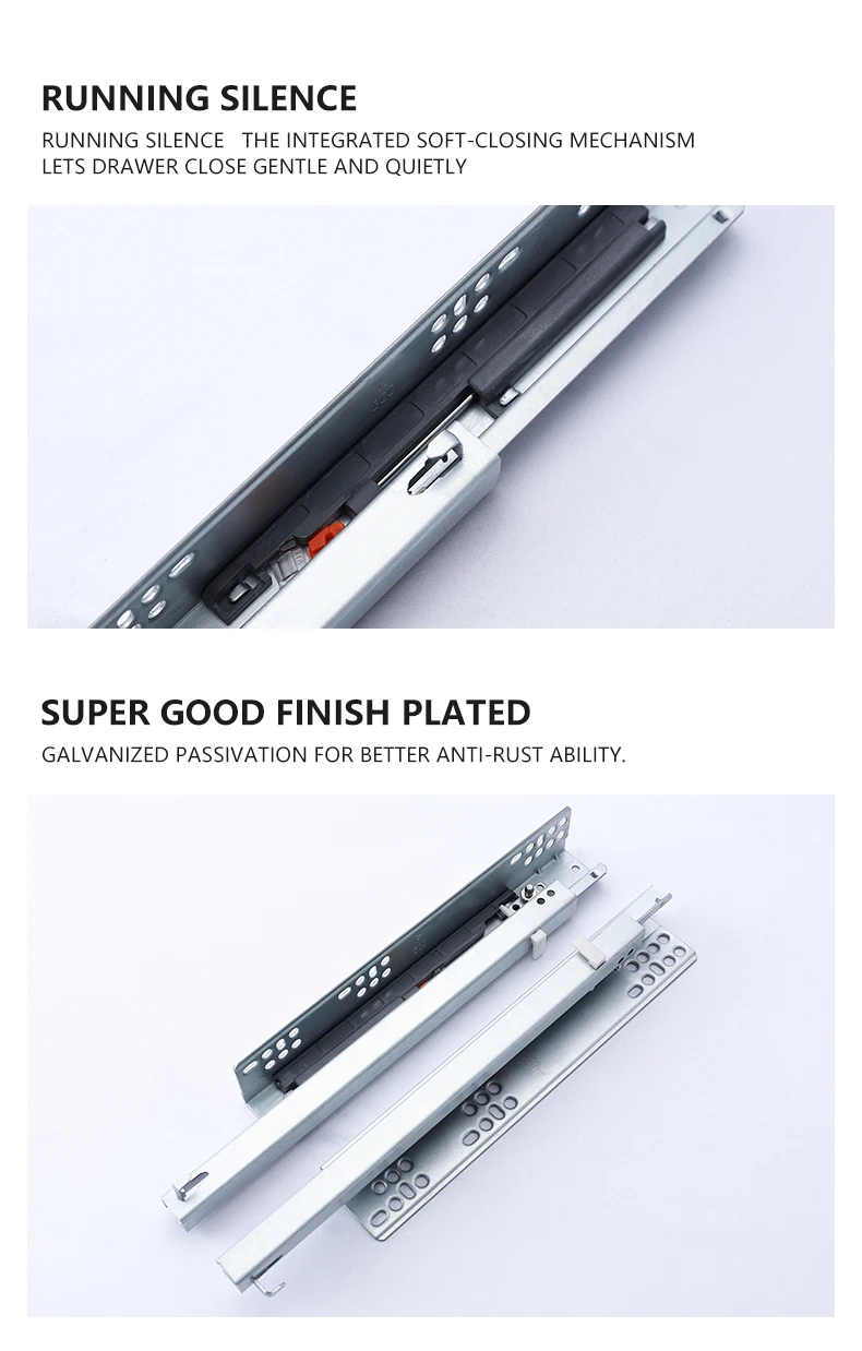 Profession Undermount Soft Close Slide Sliding Shelf Rails Concealed