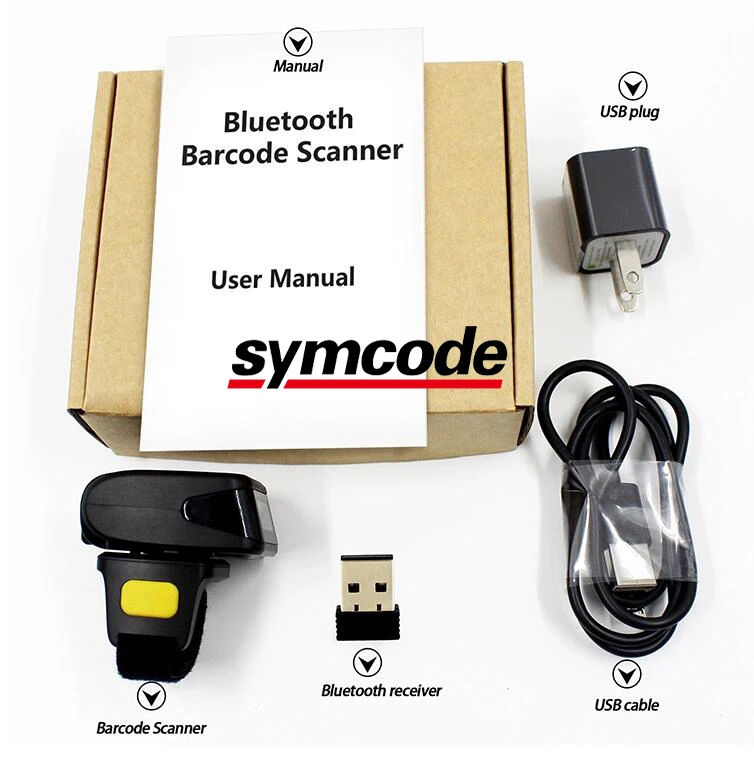 Сканер штрих-кода 2d, беспроводной сканер qr-кода, сканер штрих-кода с накладкой на палец, мини портативный сканер штрих-кода Symcode R30 для android, планшетов, ПК