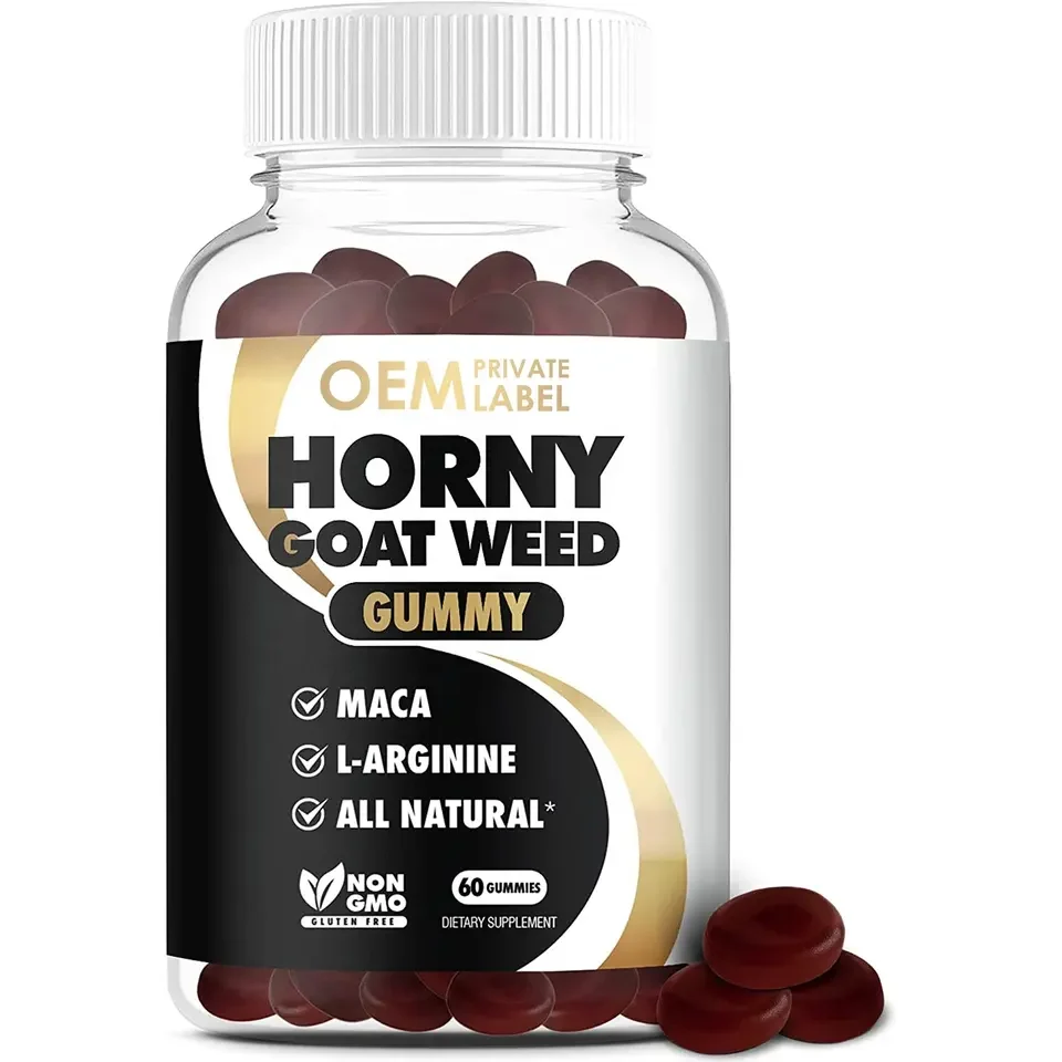 Customized Horny Goat Weed Gummy BCAA L-Arginine Gummies With MACA Gummies Preworkout Vitamin Muscle Growth Sport Supplement