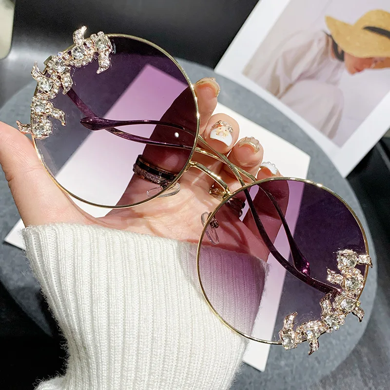 Shop Our 2024 Oversized Round Sunglasses with Diamond Bling