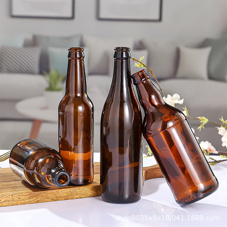 Cheap Price 330ml 500ml 1L clear Amber Beer Glass Bottles with Crown Cap Soda Juice Water Beer Bottle for Home Brewing