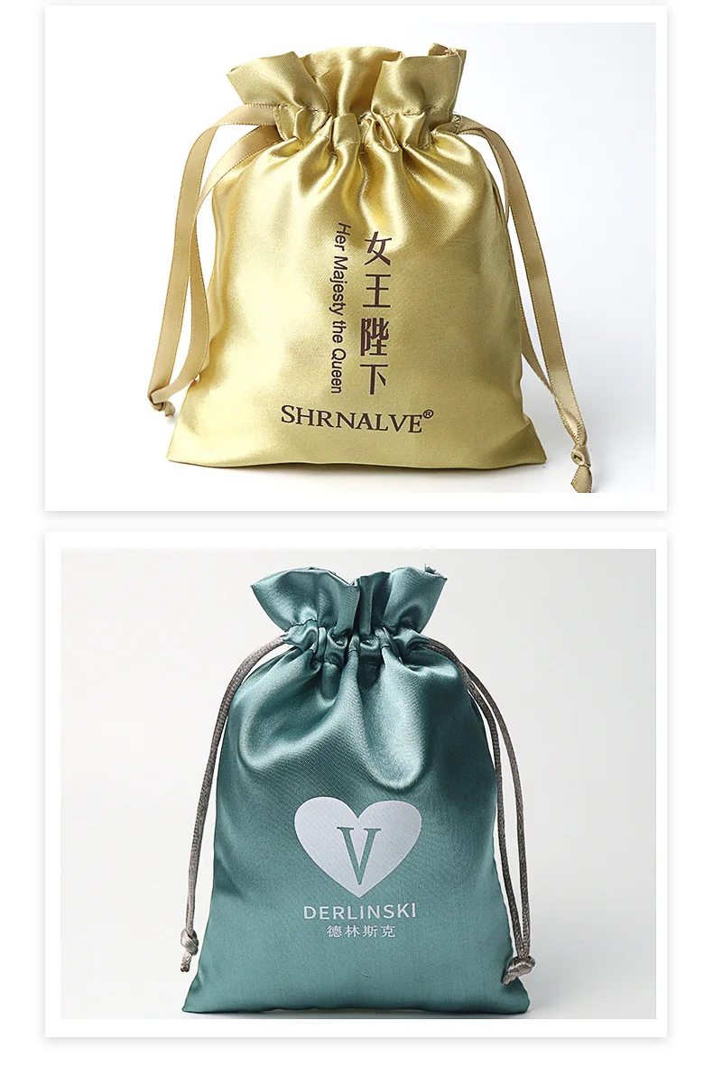 Ecofriendly Jewelry Pouch Large Custom Logo Printing Satin Wig