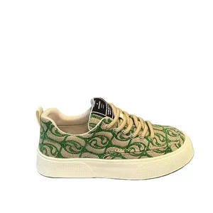 New Men's Low-Cut Canvas Shoes Breathable Cloth Surface Casual Comfortable Thick Flat Design with Printed  Embroidered Details