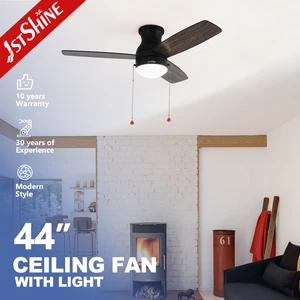 1stshine Electric Ceiling Fan with Light Wood Blade Black Indoor Coffee Shop Lamp Ceiling Fan with Pull Chain
