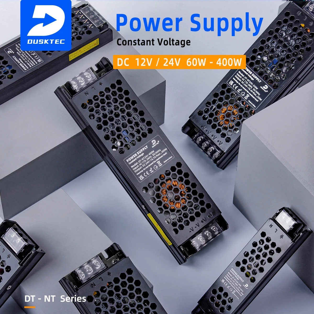 DUSKTEC Latest Class 2 Constant Voltage DC 12-24V Volt Box Electrical Transformer Switching Power Supply for CCTV Camera Set
