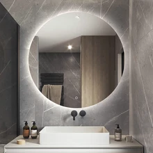 Modern round bath mirrors wall mounted touch screen defogger  smart bathroom mirror with LED light