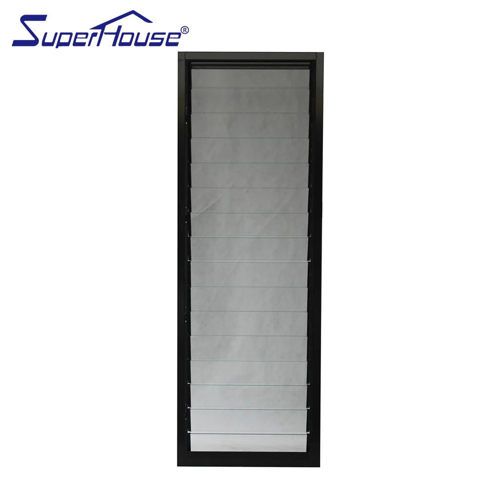 Modern Hurricane-Proof Tempered Glass Louvre Aluminum Alloy with Horizontal Opening Pattern for Hotels