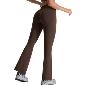 Custom Logo Yoga Leggings High Waisted Sports Running Training Gym Yoga Long Pants Women Flare Trousers