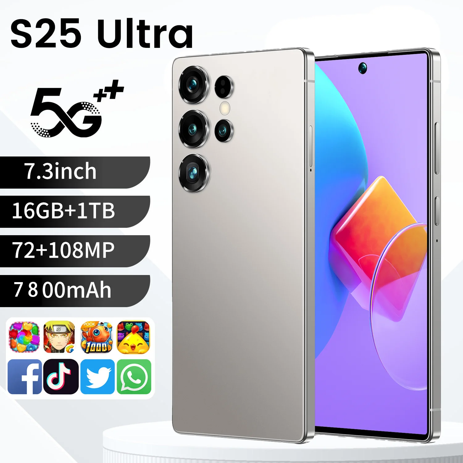 S25 ULTRA Android Smartphone - 7.3-Inch 5G Phone with 108MP Camera