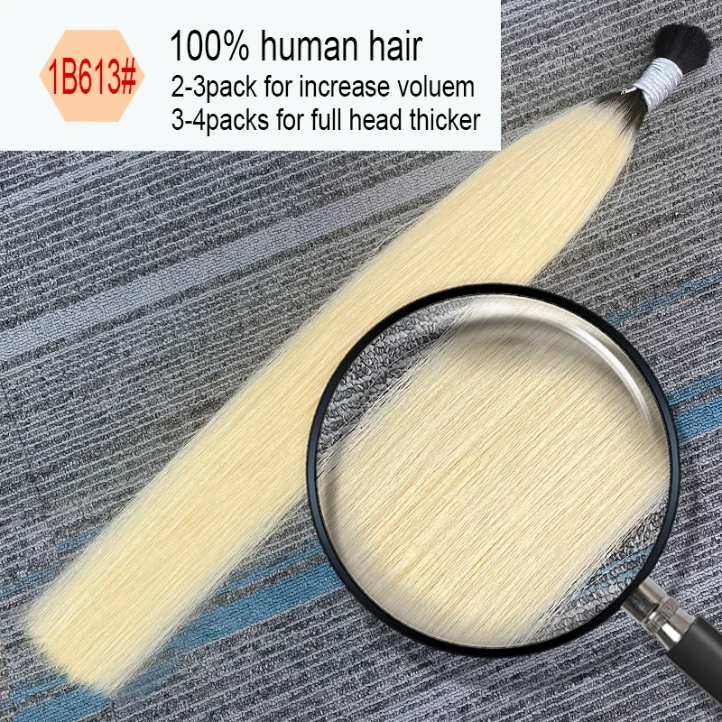 100% Real Virgin Straight Human Hair Bulk Extension 1b 613 Honey Blonde Weaving για πλέξη μη επεξεργασμένων βραζιλιάνικων μαλλιών_voghion.com