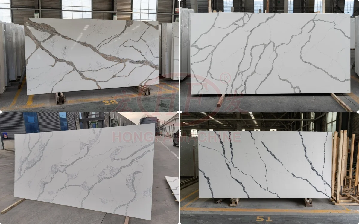 Artificial Stone White Calacatta Quartz Slab Production Line Engineered ...