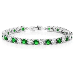 Popular Gem Stone Green Round Cubic Zirconia Women's Tennis Bracelet