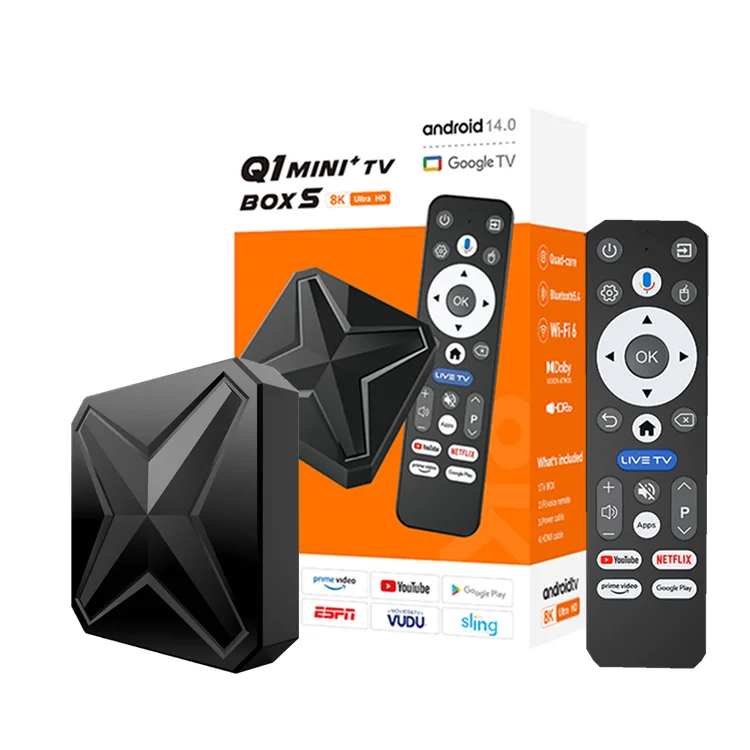 その他 Q1 MINI+ TV BOX S Android 14 8K Q1 MINI+ Android 14.0 8K Smart TV Box RK3518 Voice Remote 2.4G 5G