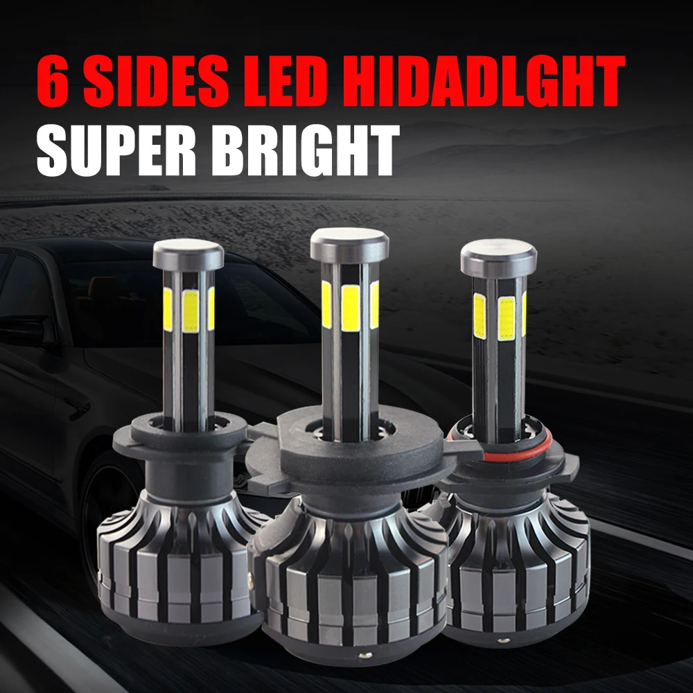 POPNOW Auto Lighting System 6 Sides 3 Color H4 H7 Led Headlight Bulb Xenon Other Headlights Accessories Luces Led for Car