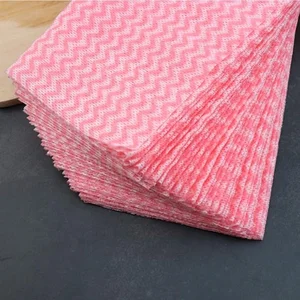 BCS 38*40cm Disposable Eco-Friendly Household Wipes Nonwoven Wood Pulp PET Wave Woven Cleaning Drying Wet Dry