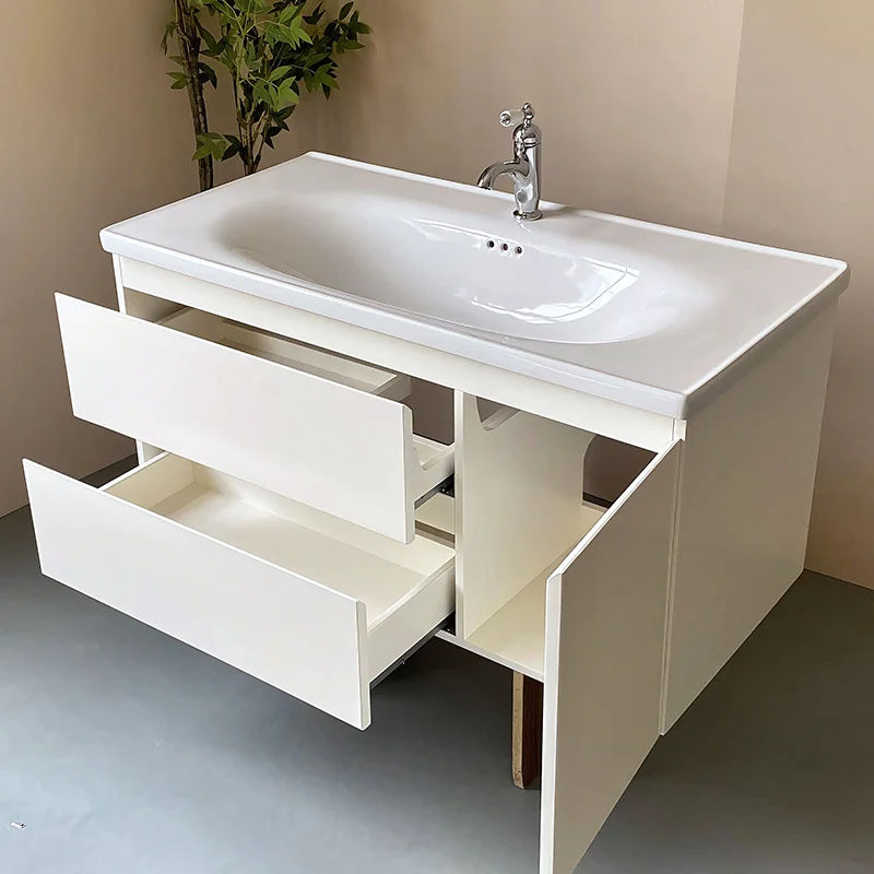 product custom oak wall mounted bathroom cabinet combination bathroom vanity with ceramic basin washbasin-9