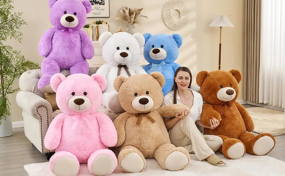 MorisMos 4 Feet Large Unisex Teddy Bear Toy Soft Cotton Plush Bear PP Kids Baby Shower Valentine's Day Christmas Birthday Gift