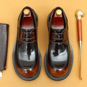 Top Quality Men's Classic Oxford Dress Shoes Cow Leather Round-Toe for Weddings and Suits Casual Lace-Up Closure Style 2026