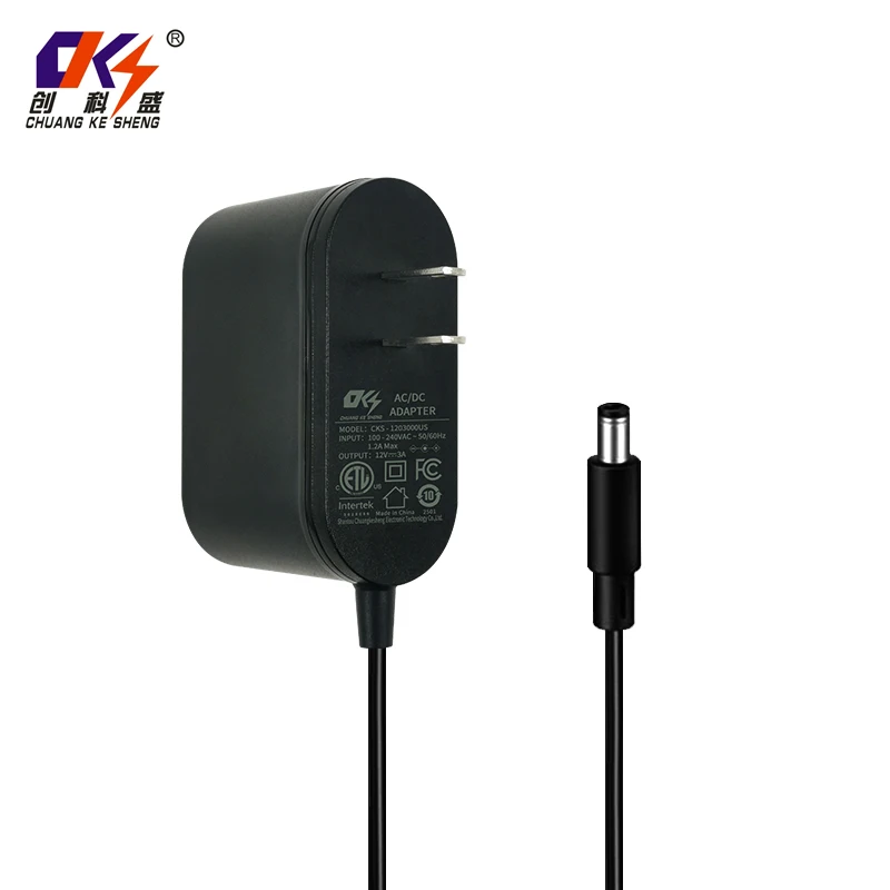 ETL Listed FCC CE CETL US jack NEMA standard black/white 9V 15V 18V 20V 21V 1.2A 12V 3A 3000ma 24V 1.5A 1500ma power adapter 36w