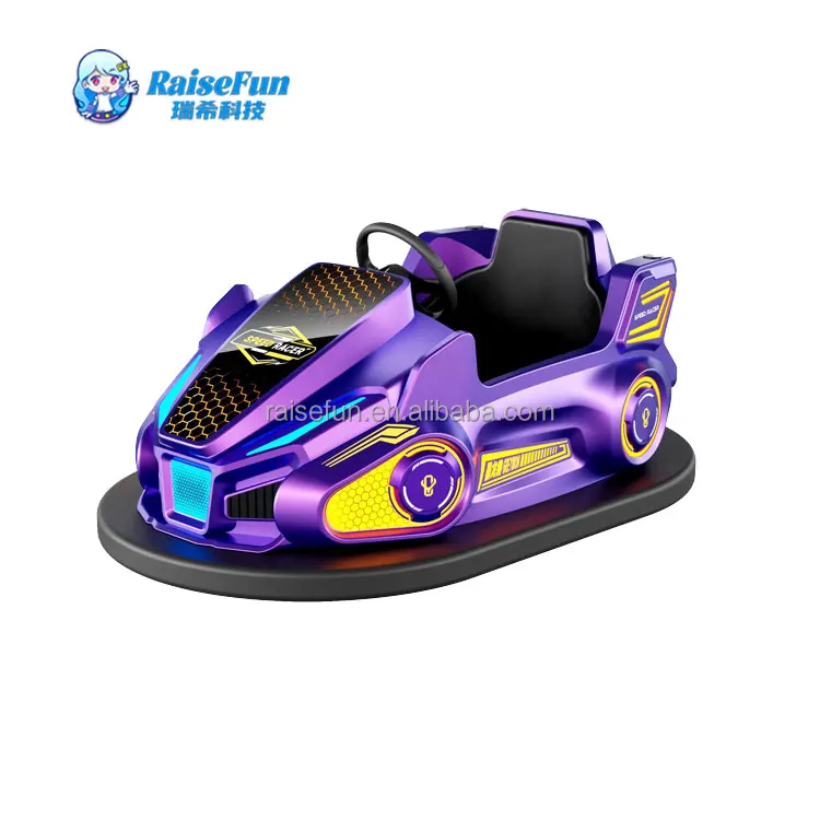 RaiseFun Purple Drift Bumper Car Electric LED Lighted Battery for Kids Adults Indoor Outdoor Amusement Playground Riding Machine
