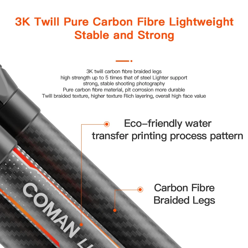 COMAN Light H Pro Professional Mobile Carbon Fiber Lightweight High Quality Portable Tripod for Camera