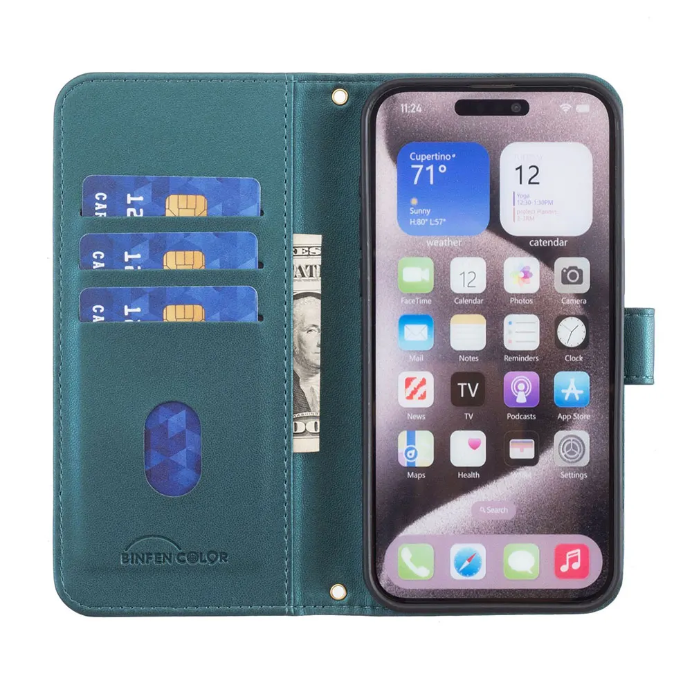 Pu Leather Soft Checkered Mobile Phone Case with Card Wallet and Hand Strap Cover For Infinix Note 40 details