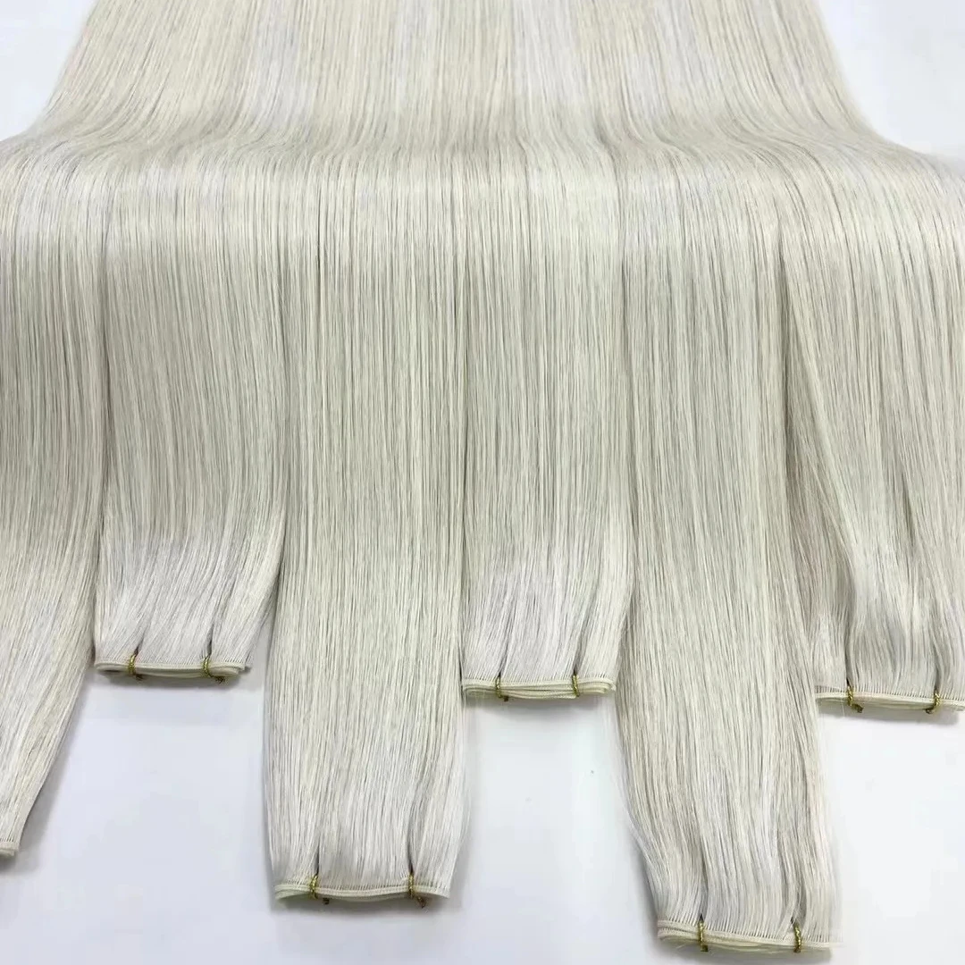 Russian Virgin Thin Invisible Genius Weft Hair Extensions in the Stock White Color Double Drawn Human Hair Genius Weft